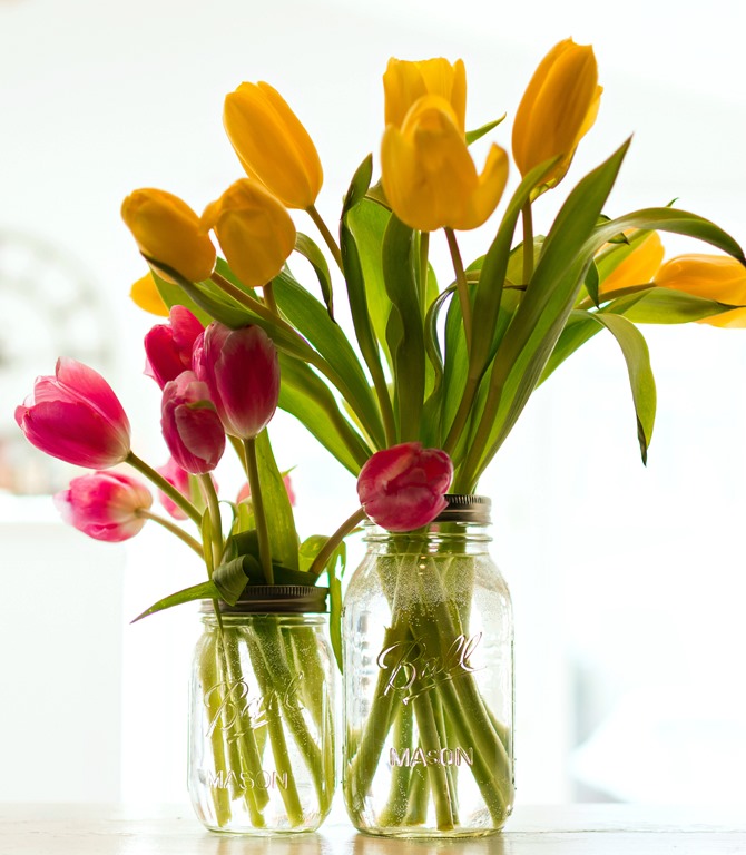 mason jar spring flowers