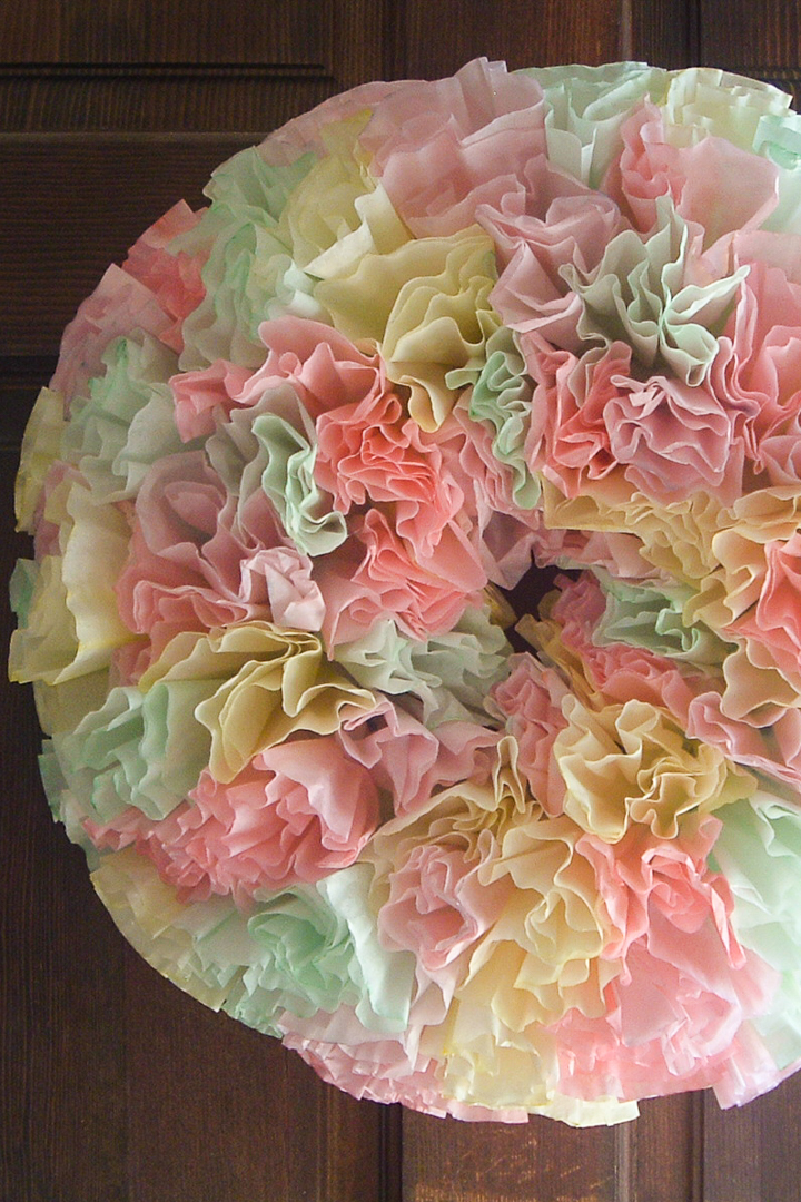 coffee filter flower wreath