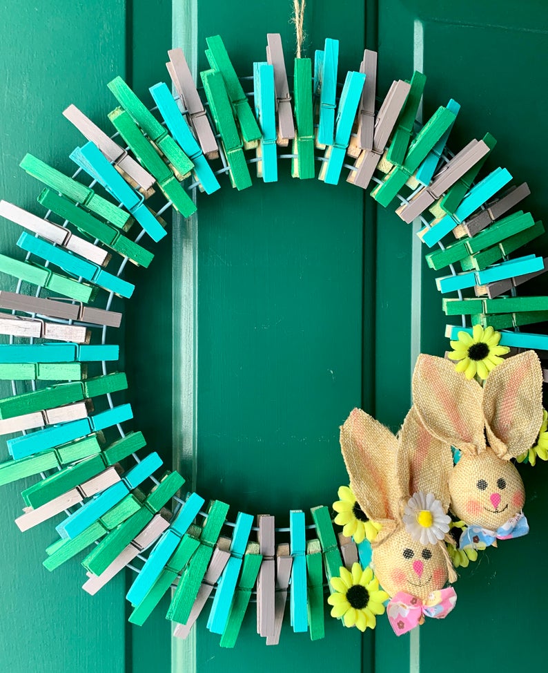 clothespin easter wreath