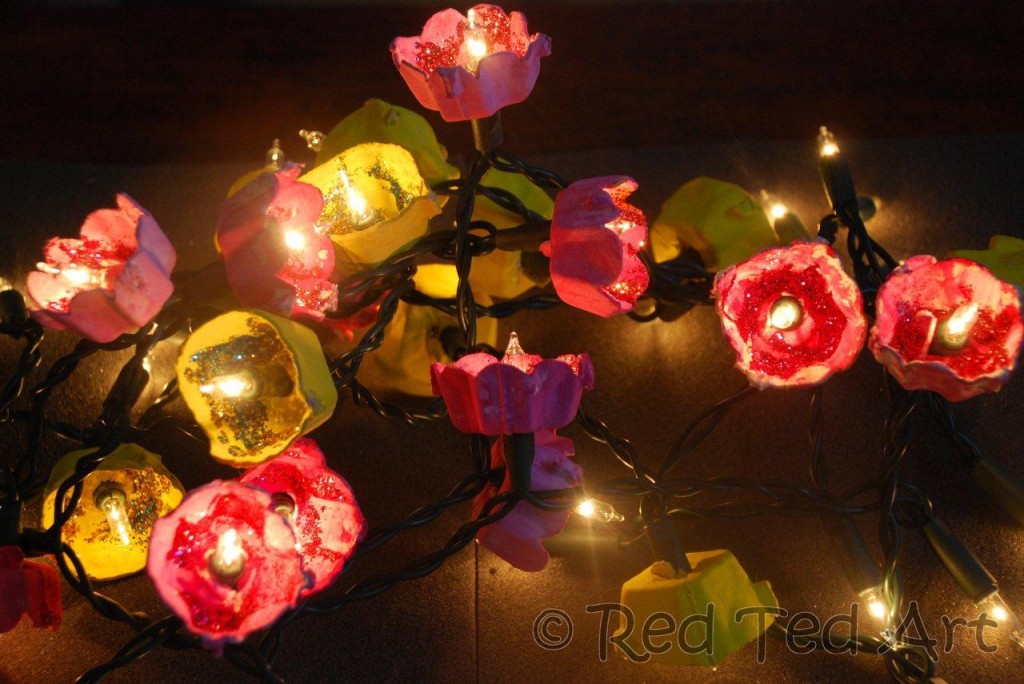 egg carton floral fairy lights