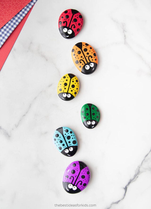 painted rock ladybugs