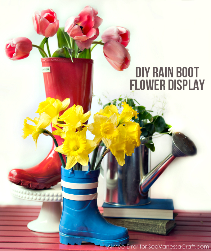 rain boot floral display