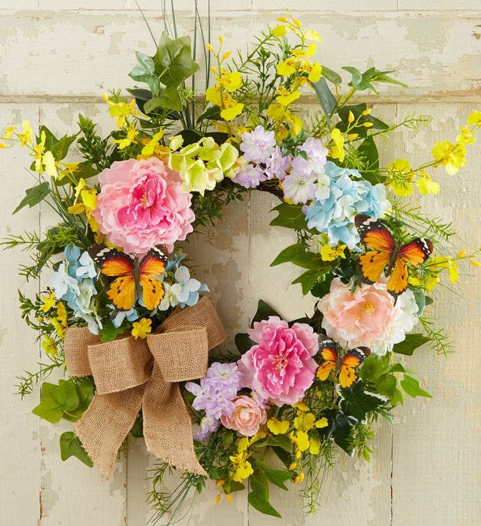 hydrangea butterfly wreath