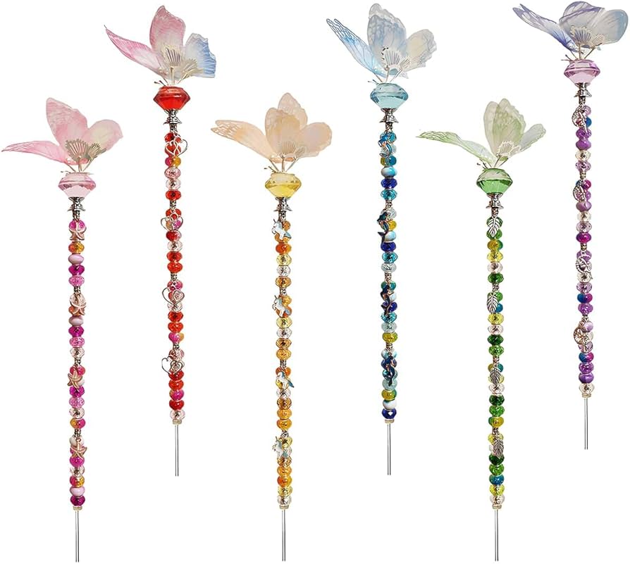 beaded butterfly garden stakes