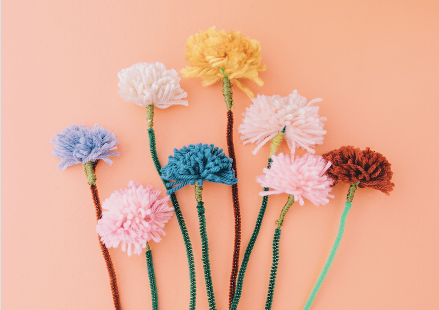yarn pom pom bouquet