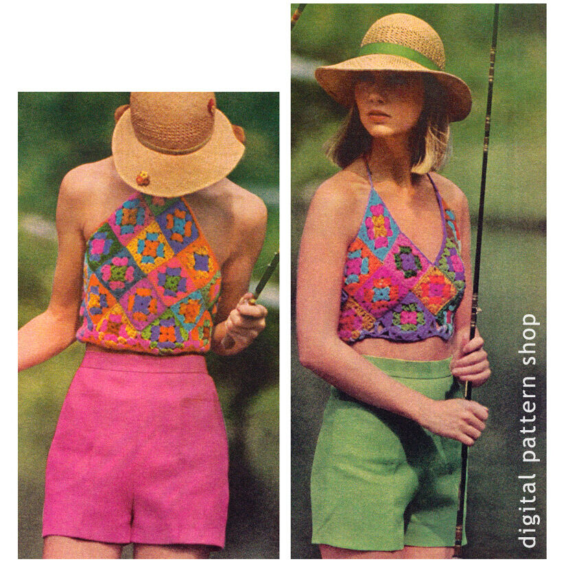 crochet granny square halter top
