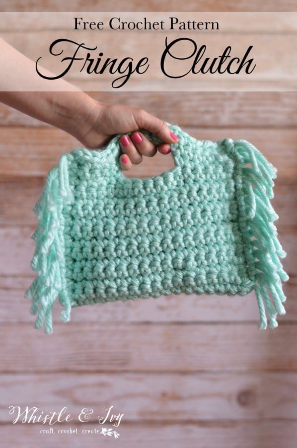 crochet fringe clutch bag