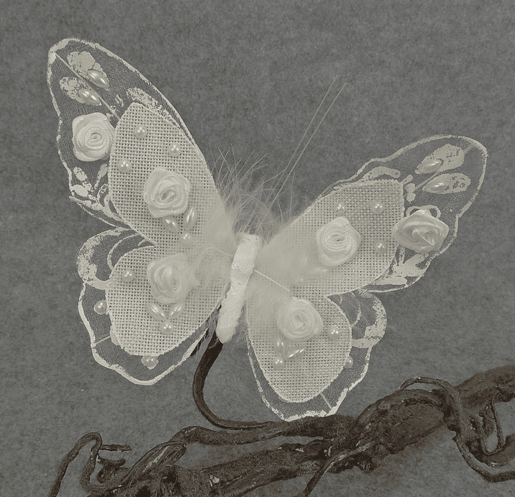 white burlap butterfly
