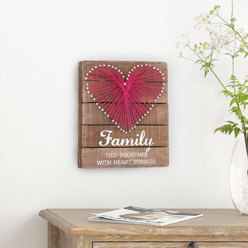 family heart string art
