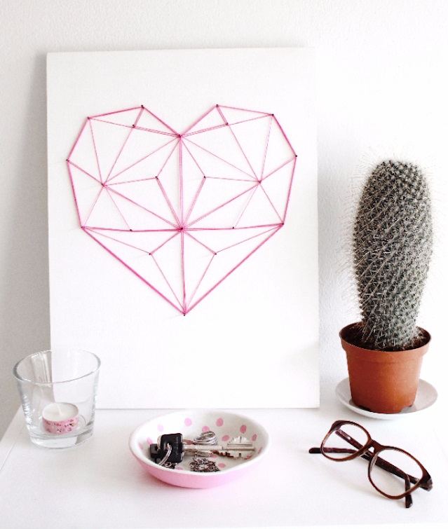 geometric heart string art
