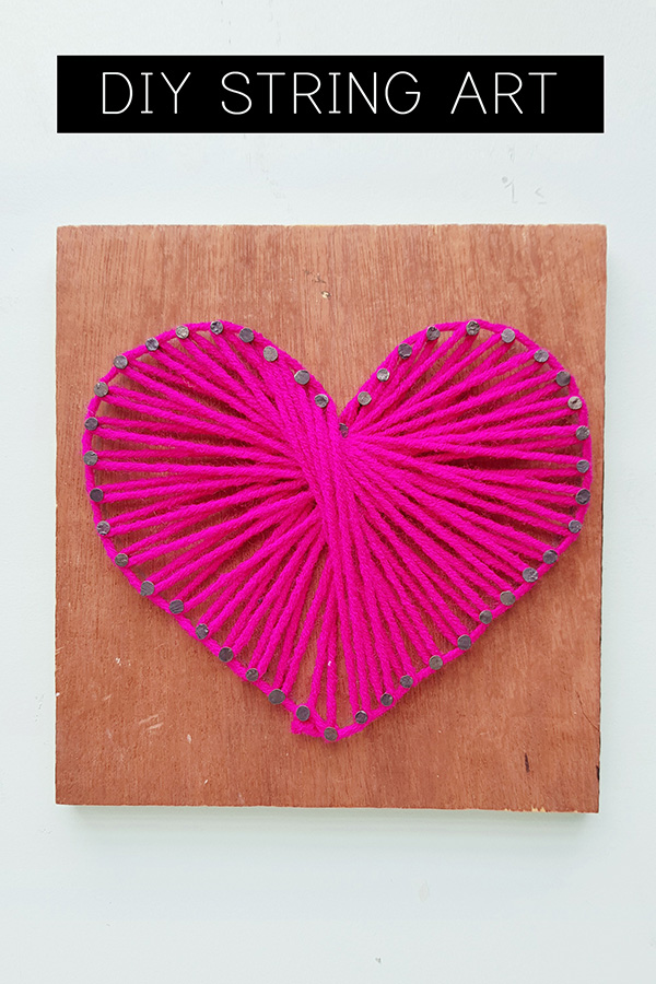 mini cork string art heart