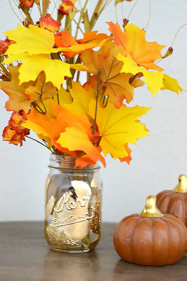 gold leaf mason jar
