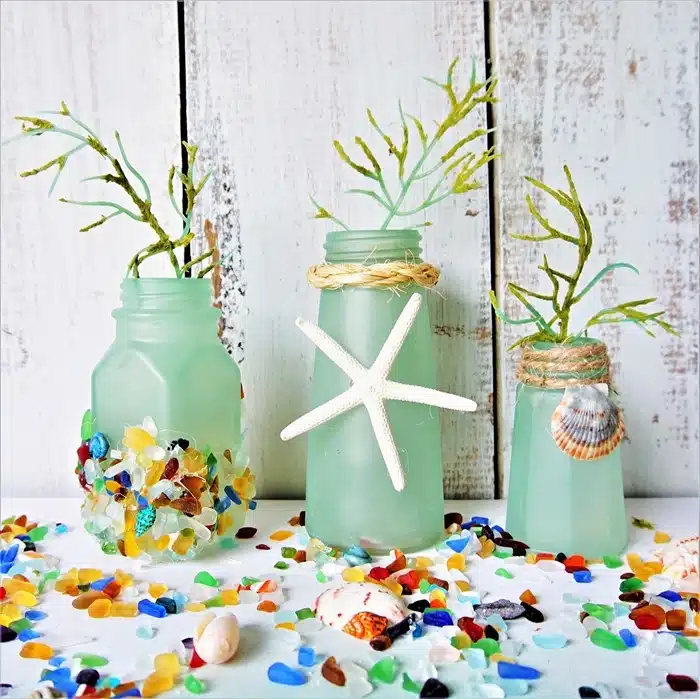 sea glass spray paint jar