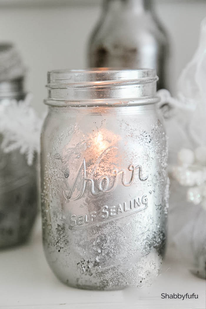 mercury glass mason jar