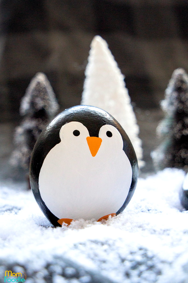 painted rock penguin