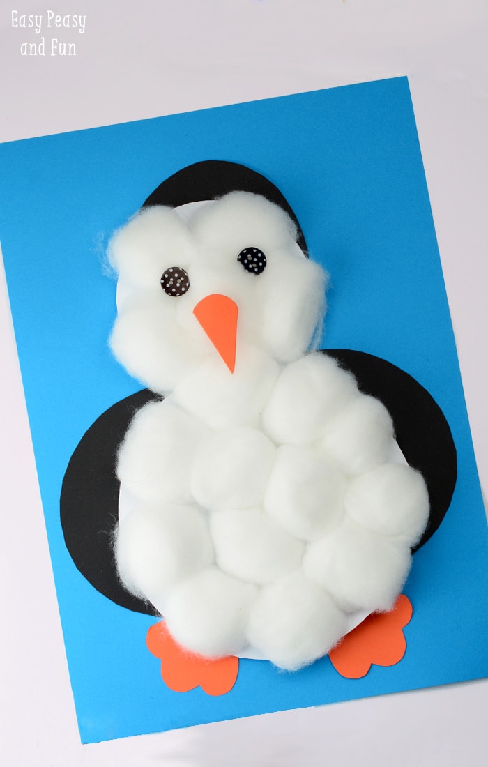 cotton ball penguin craft