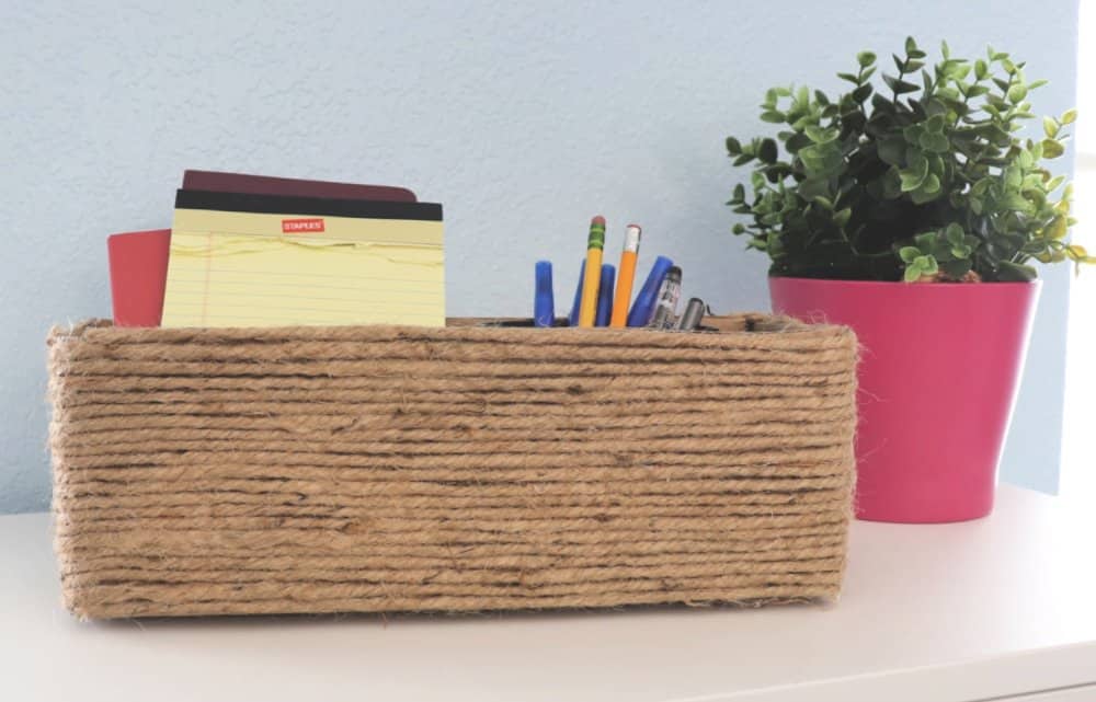 rope covered cardboard box