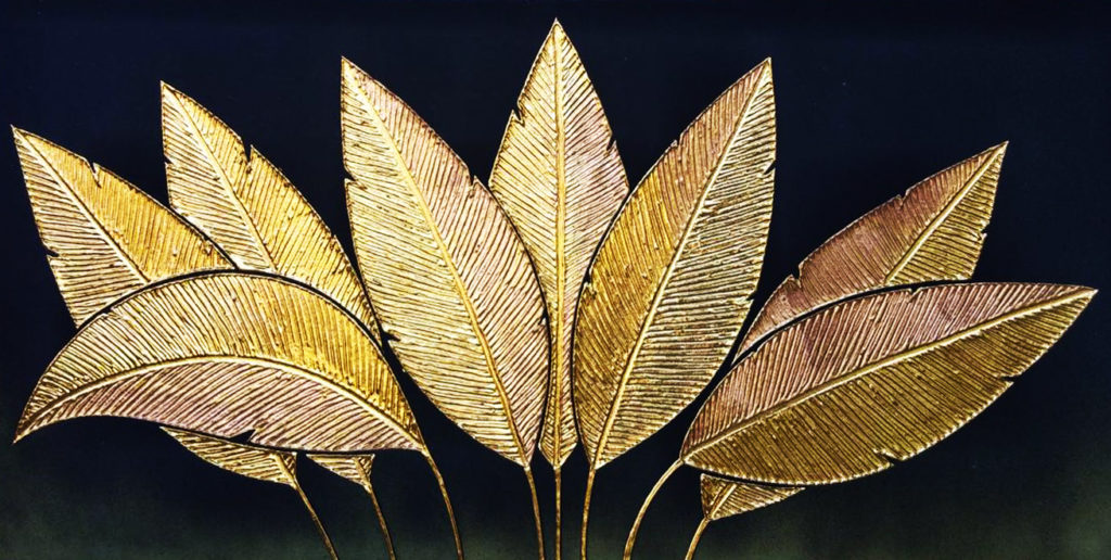 gold painted leaves art