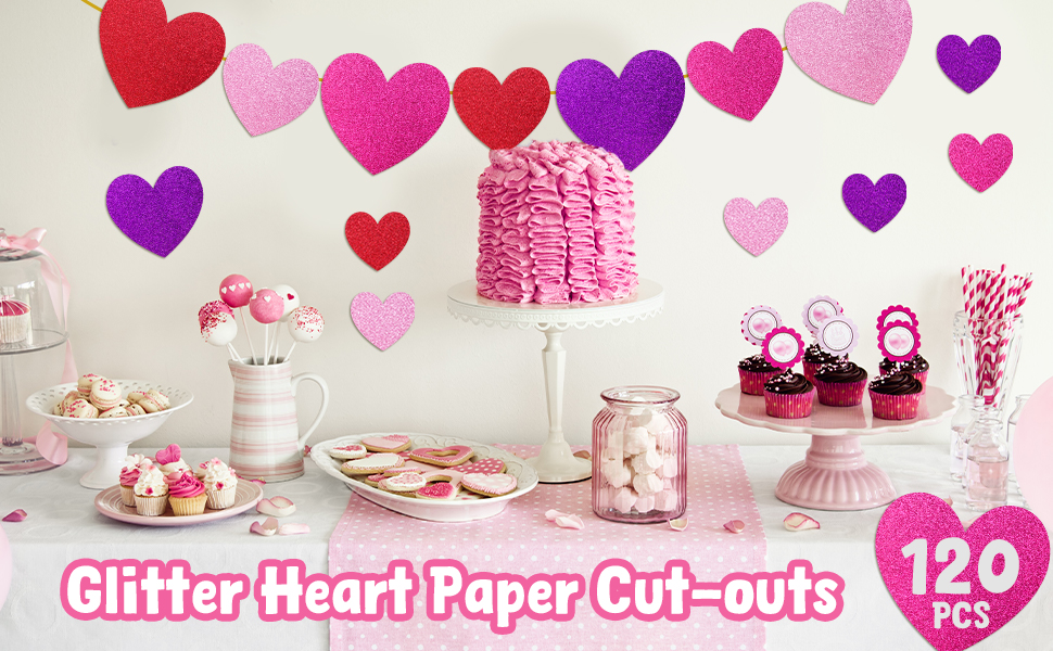 glitter paper hearts