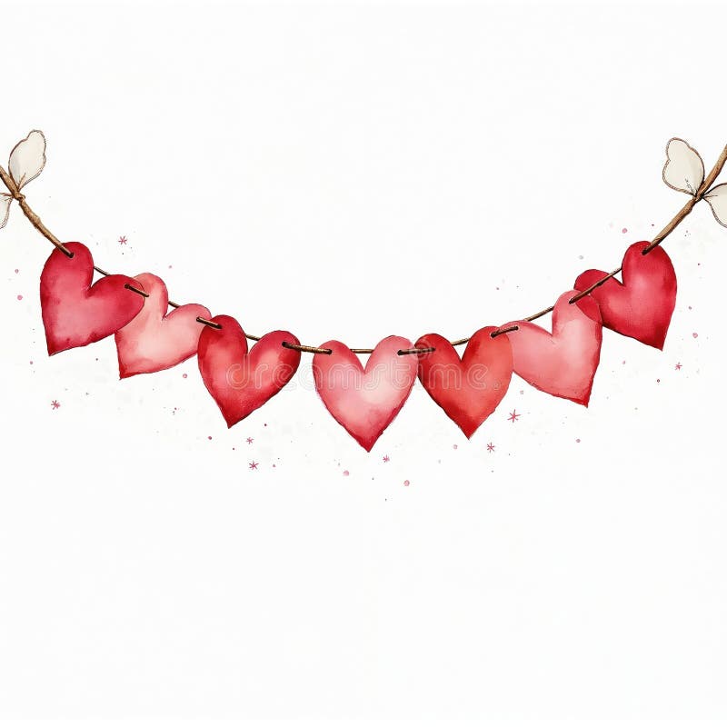 watercolor heart garland
