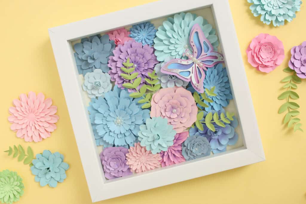 shadow box paper flowers