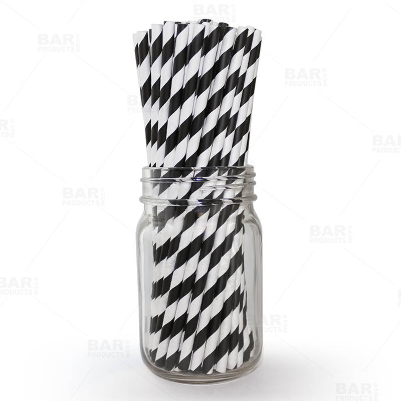 black and white paper straws