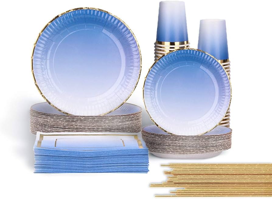 blue ombre paper straws