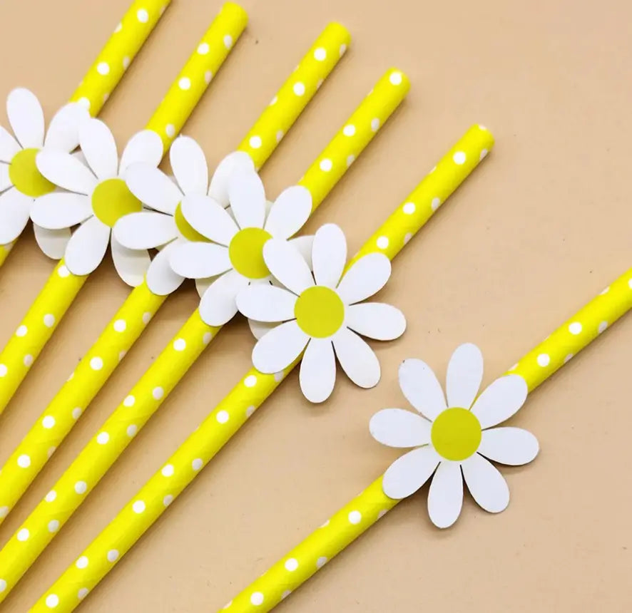 floral paper straws