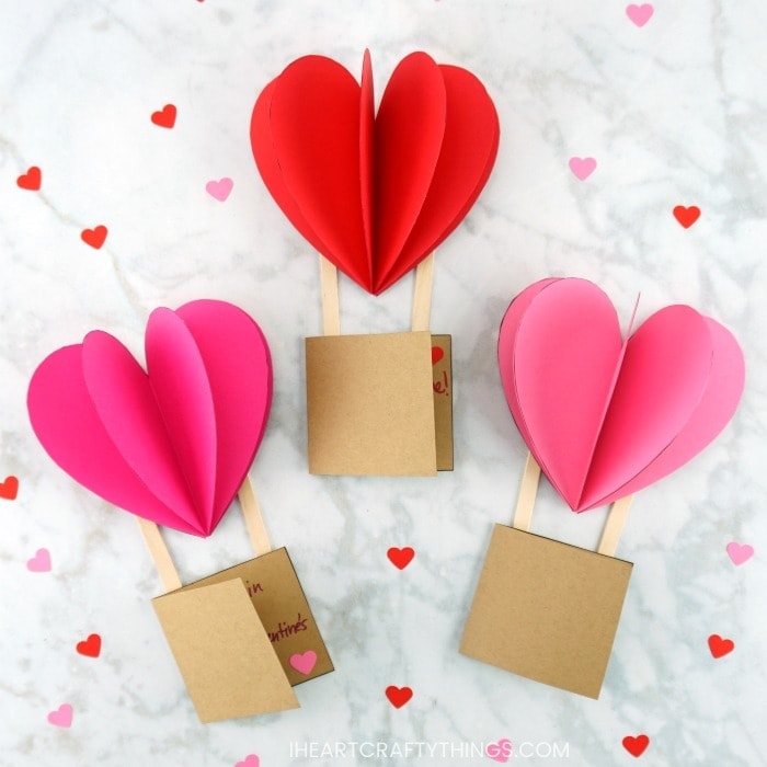 heart shaped hot air balloon card