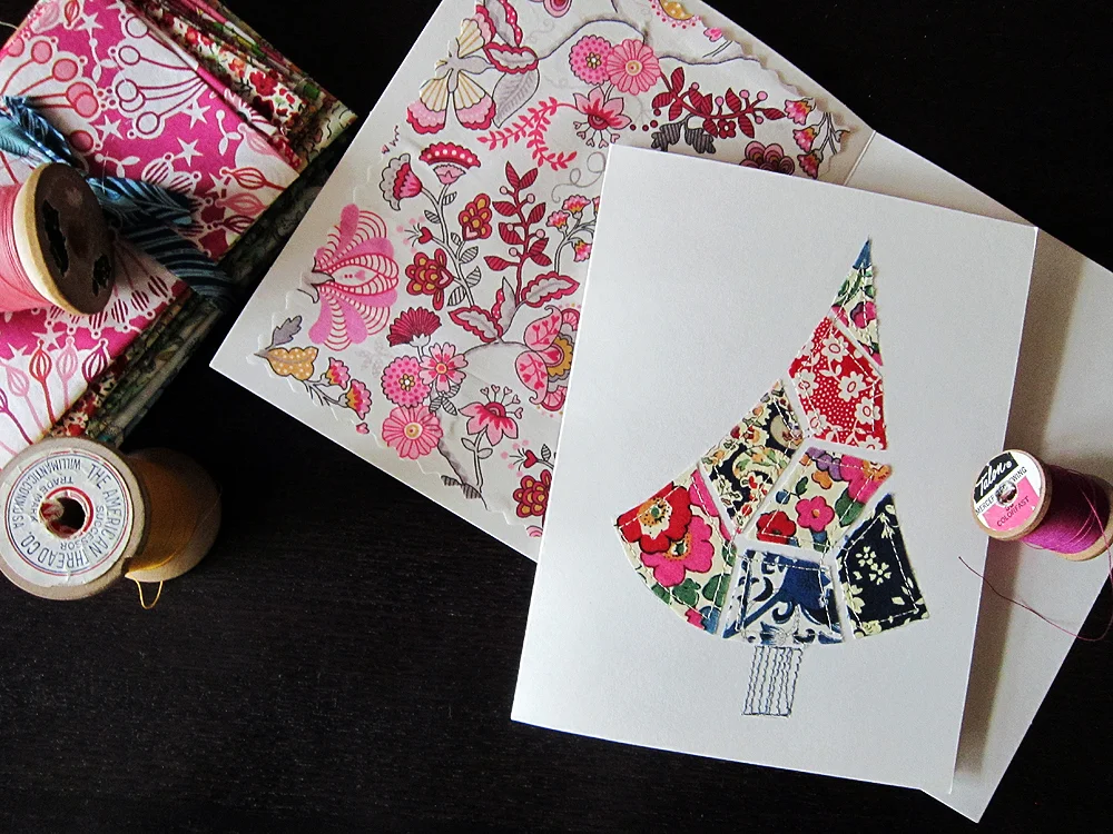 fabric scrap card making