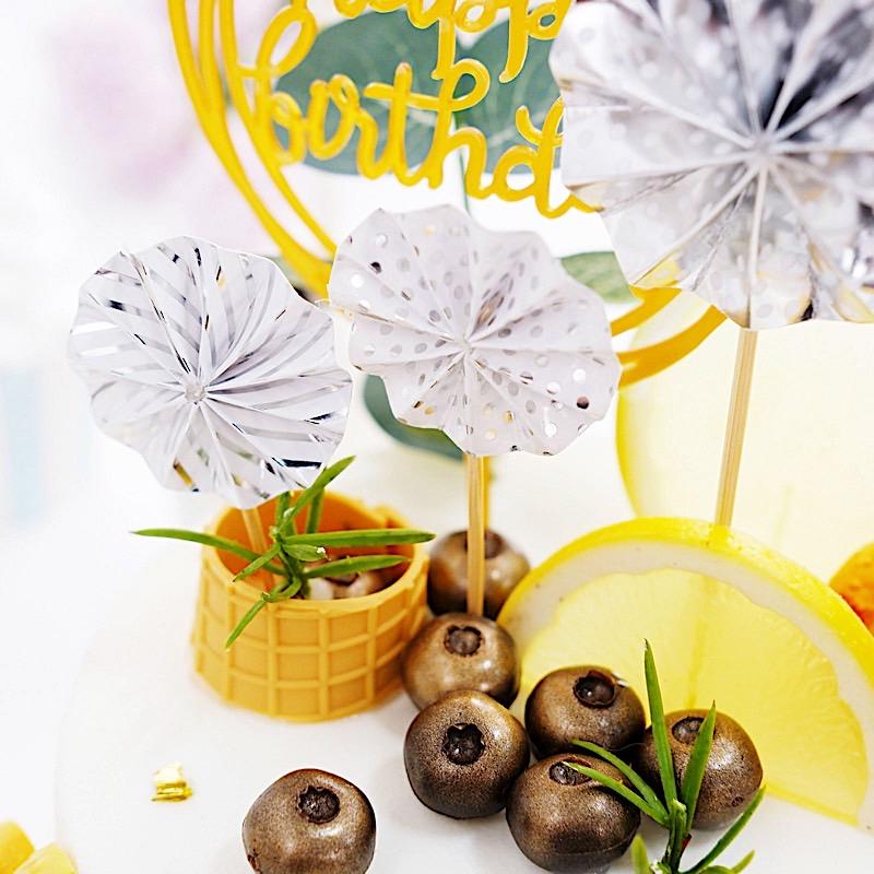 mini paper fan toppers