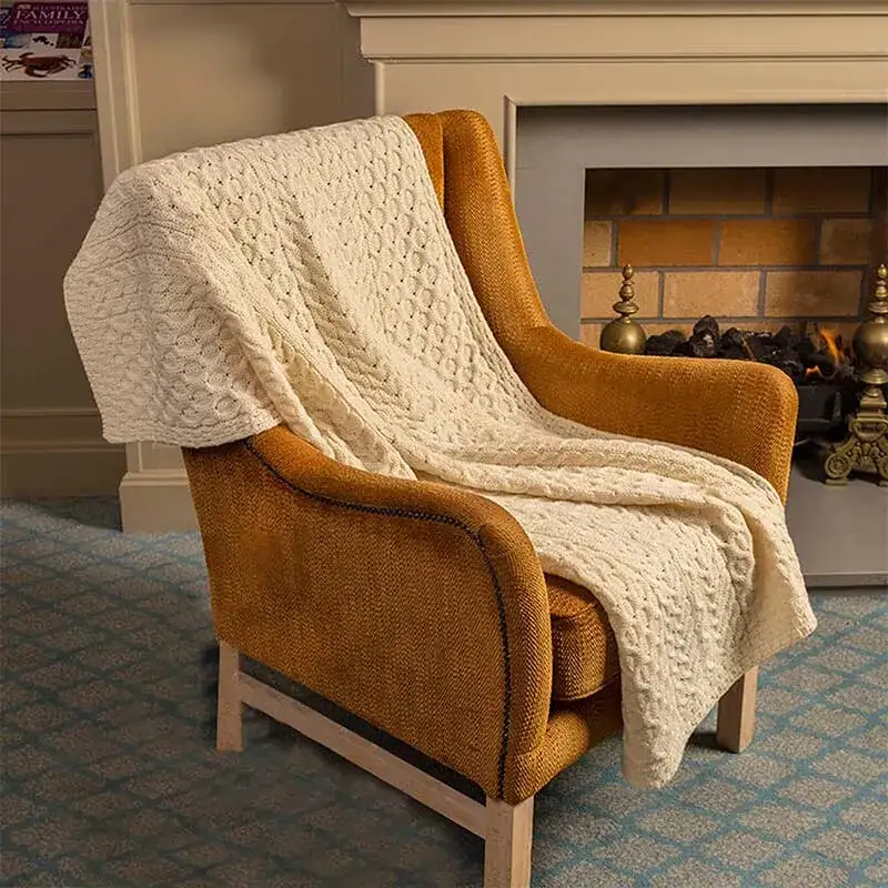Aran honeycomb knit blanket