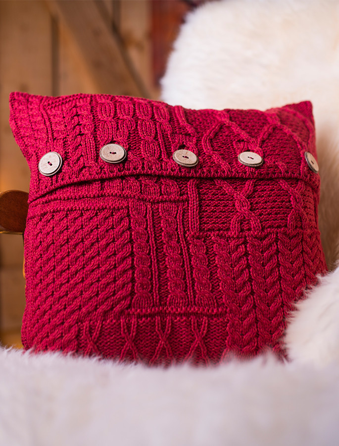 Aran cable knit pillows