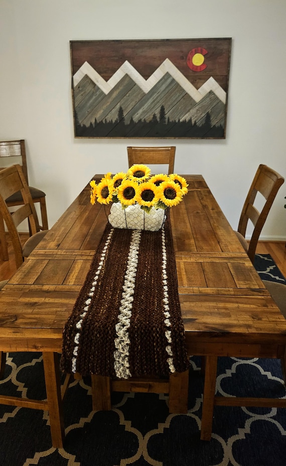 Aran knit table runner