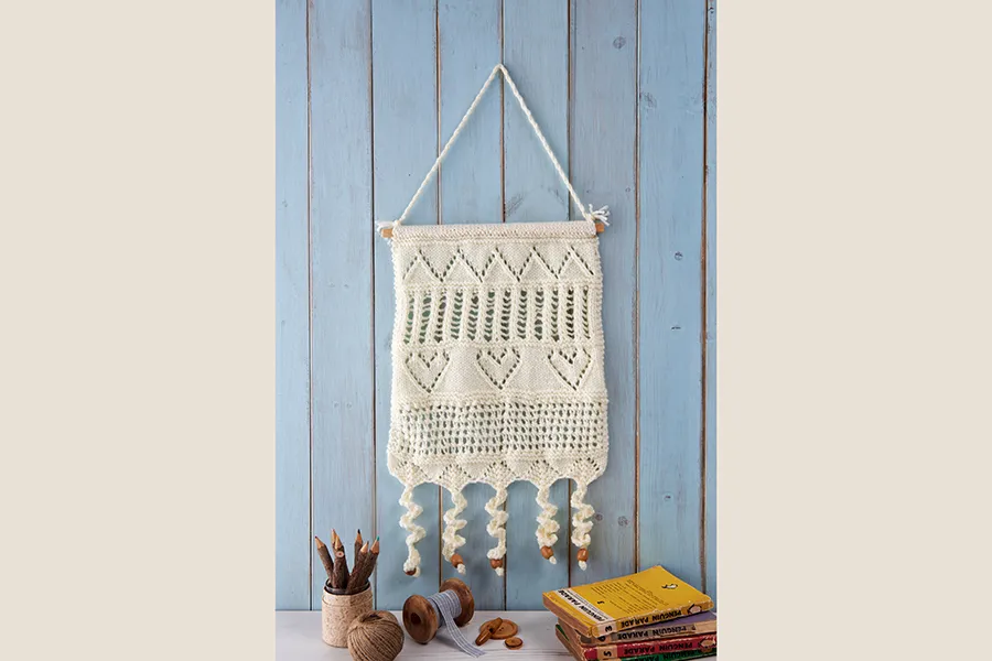 Aran knit wall hanging