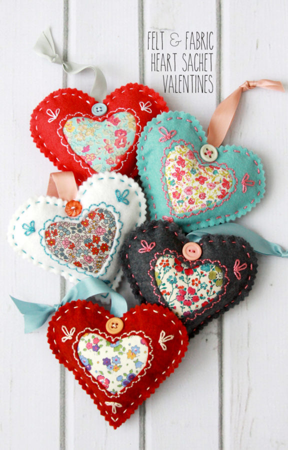 fabric hearts valentines