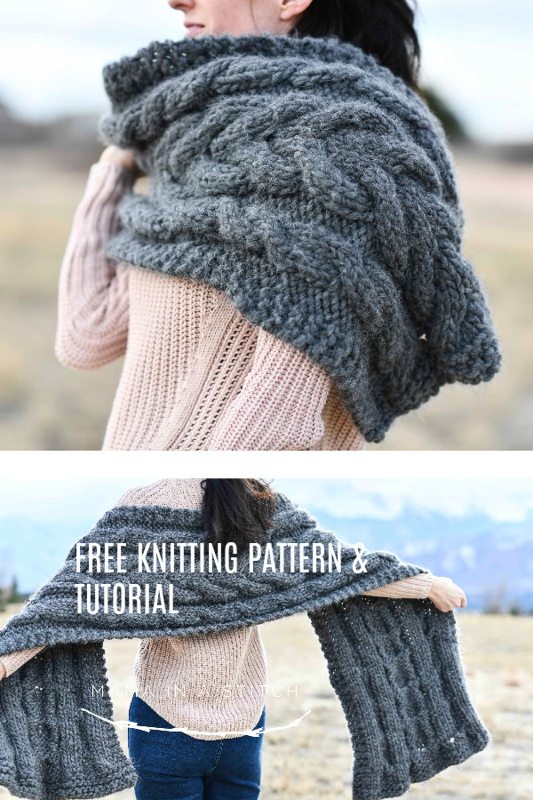 cabled knit shawl
