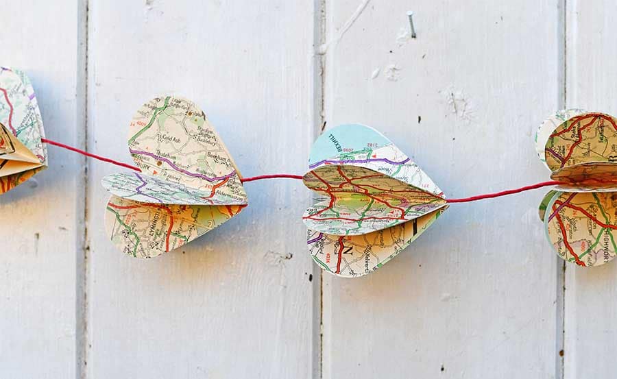 vintage map heart art