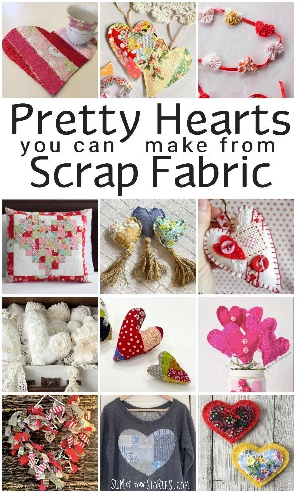 fabric scrap heart art