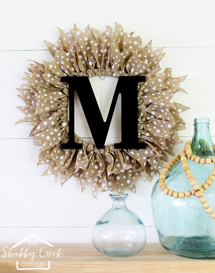 monogrammed burlap can