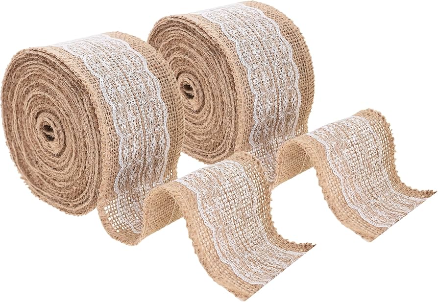 burlap lace ribbon can