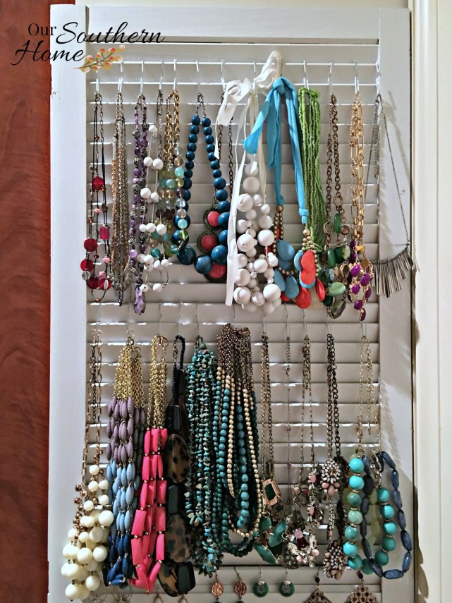 repurposed shutter jewelry holder