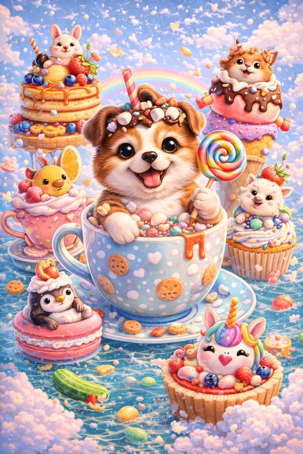 candy floating teacup
