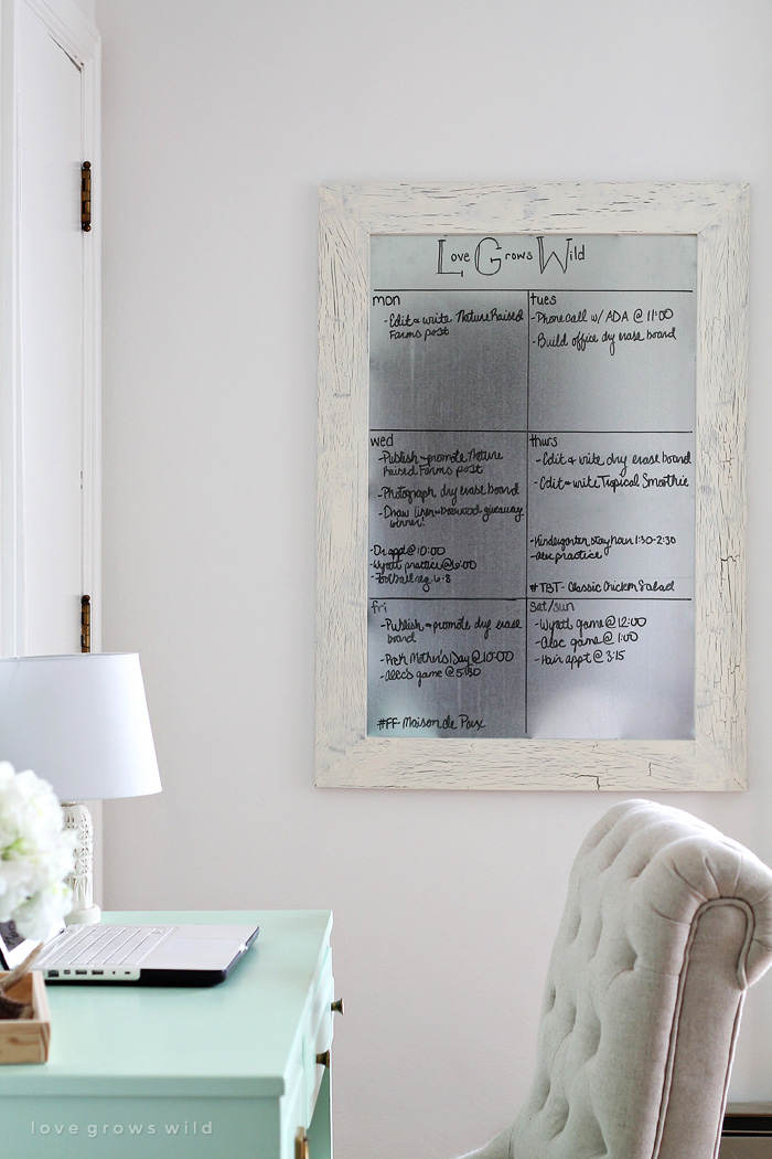 gallery wall with whiteboard