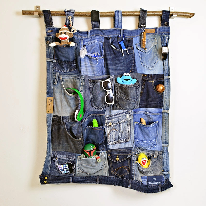 denim pocket wall organizer