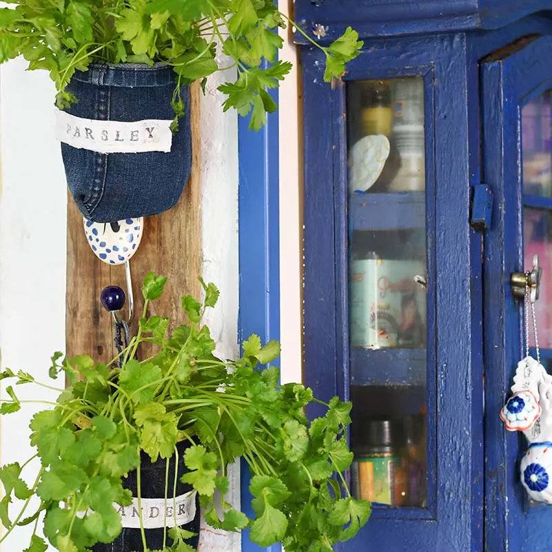 denim pocket wall planter