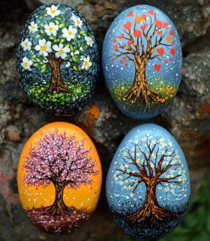 colorful painted rocks collection