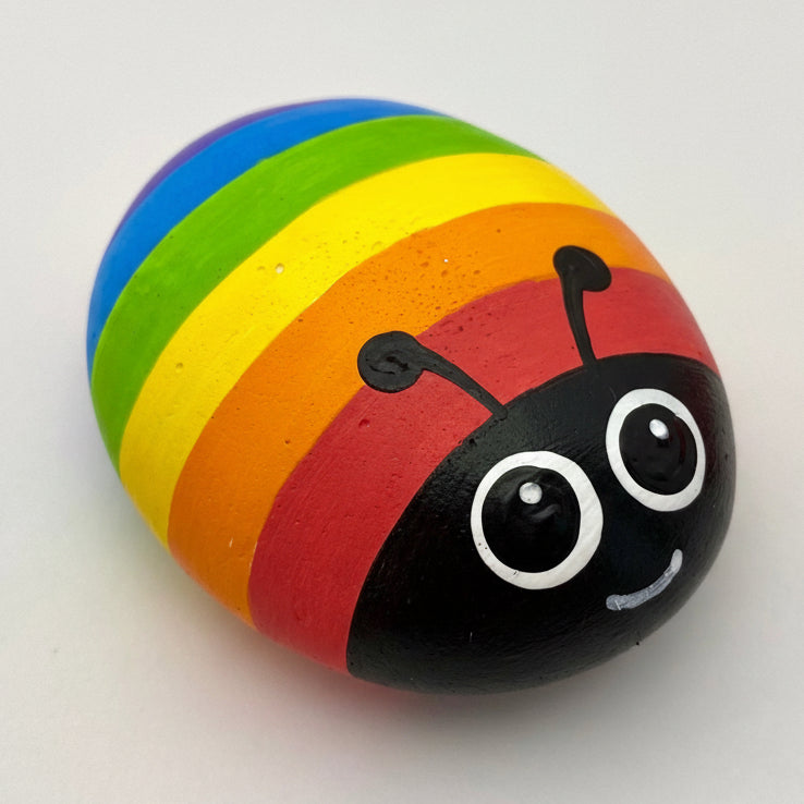 rainbow painted ladybug stones