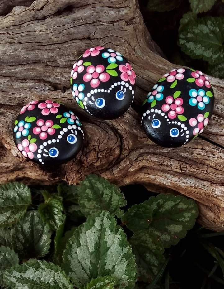 mandala rock art ladybug