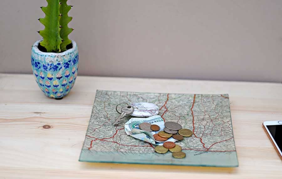 decoupage map tray